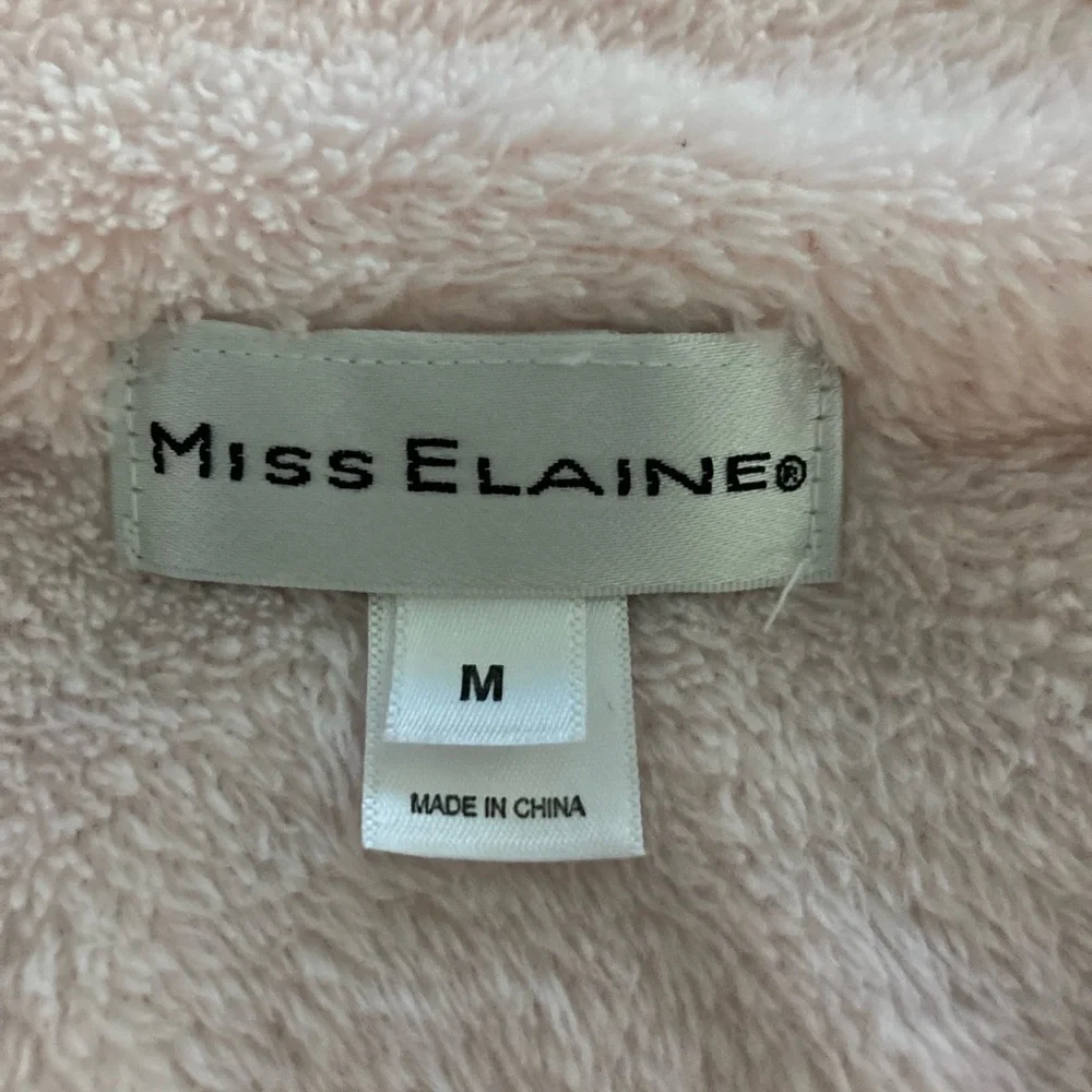 Miss Elaine Embossed Fleece Long Zip Robe Medium Pink Front Pockets
